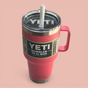 YETI 35 oz. Rambler Mug with Straw Lid- Tropical Pink